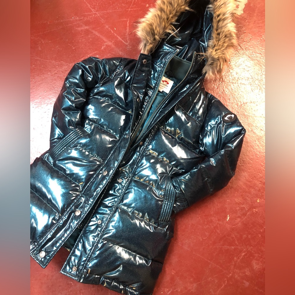 APPAMAN girls size 8, knee length down coat